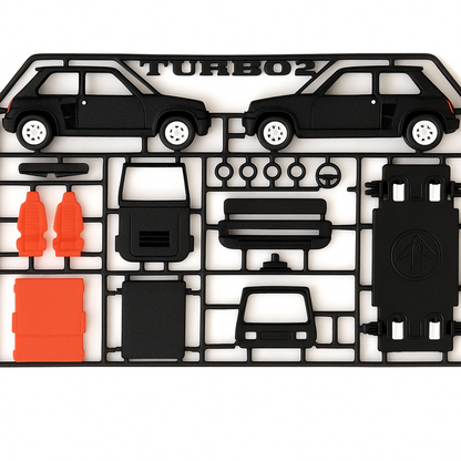 Renault R5 Turbo 2 Miniature Kit Card – 3D Printed Collectible Model