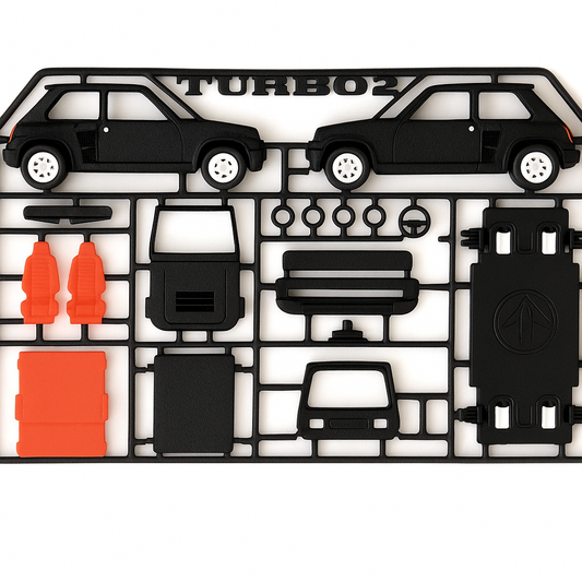 Renault R5 Turbo 2 Miniature Kit Card – 3D Printed Collectible Model