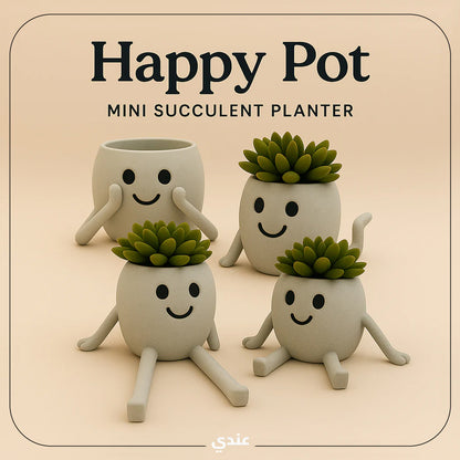 Happy Pot – Mini Succulent Planter (Two Fun Poses!)